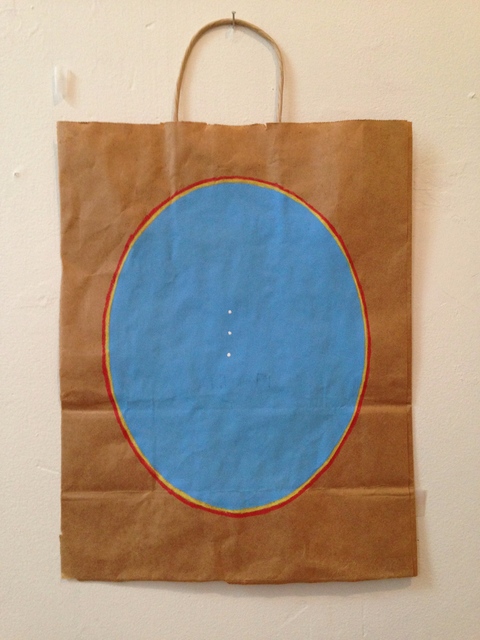 VB Blue#3 Bag Paintings Gouache, coloured pencil, paper bag