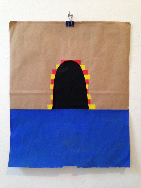 Sea Tunnel Bag Paintings Gouache, colored tape, paper bag