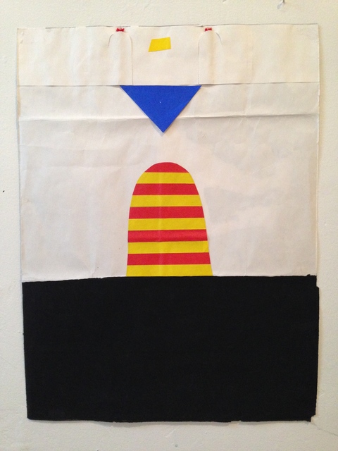 Striped Mound Bag Paintings Gouache, colored tape, paper bag