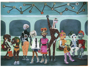 Jane Lubin Subway: If You See Something, Say Something Acrylic/Collage