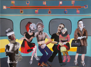 Jane Lubin Subway: If You See Something, Say Something Acrylic/Collage