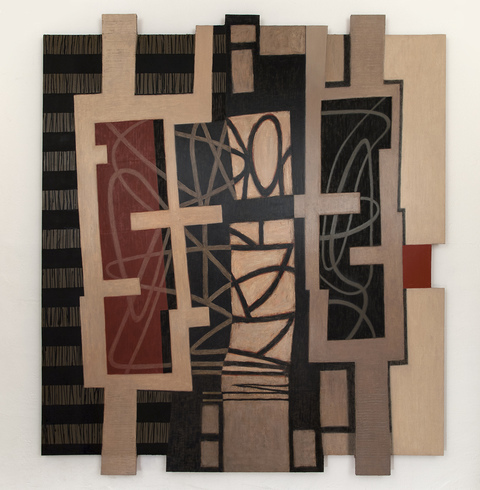 Abstract Rhythms Shaped Paintings oil on canvas over shaped support