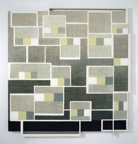 Scaffold Shaped Paintings oil on canvas and wood