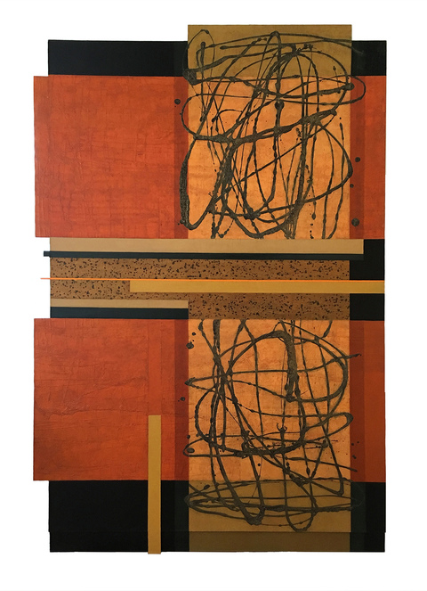 Changing Lines Shaped Paintings Oil, wax on wood and canvas