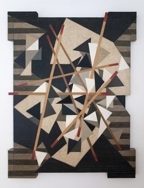 Lines of Direction: Take No Center Mid-size Constructions oil on wood, aluminum plate and canvas over shaped support