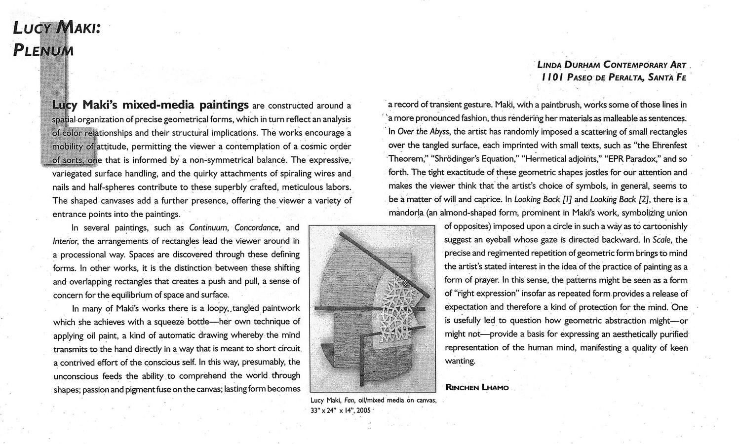 THE Magazine, May 2005 LUCY MAKI Articles and Reviews