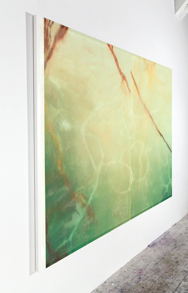 Marc Handelman, Extrusion/Drift Marc Handelman Permutation 03.3: Re-Production Oil and retroflective screen glass on canvas