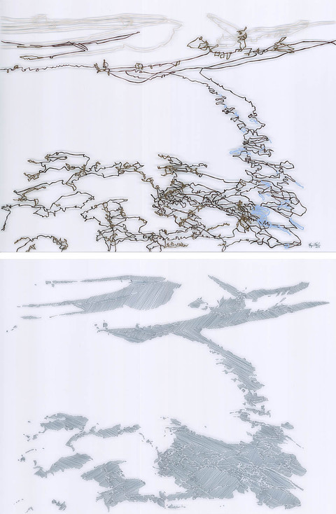 Untitled 0116 Recent Mixed Media Paintings on Film permanent marker, oil and liquin on polyester film (diptych)