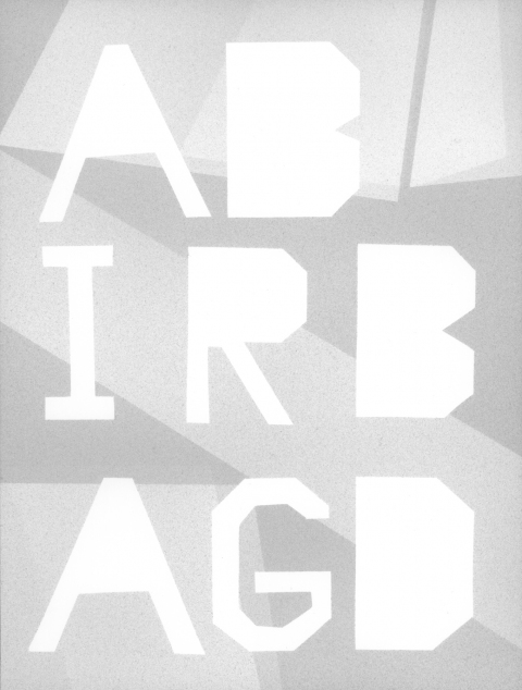 ABIRBAGD ((the stem of) A BEGONIA IS REPRESENTED BY A GEODESIC DOME) mark booth TEXTS Silver acrylic on paper