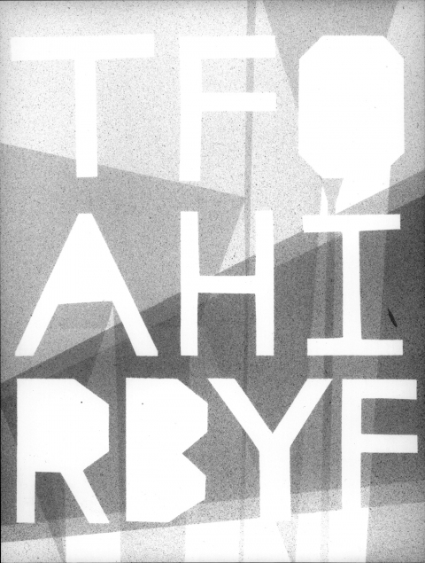TFOAHIBYE (THE FUR OF A HAIR IS REPRESENTED BY YUZU FRUIT) mark booth TEXTS Silver acrylic on paper