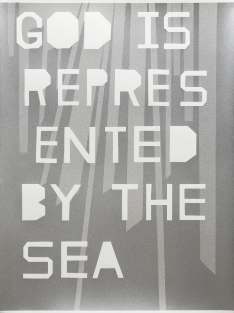 GIRBTS - GOD IS REPRESENTED BY THE SEA mark booth TEXTS silver acrylic on watercolor paper