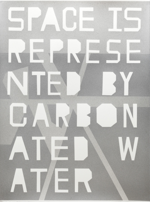 GIRBTS - SPACE IS REPRESENTED BY CARBONATED WATER mark booth TEXTS silver acrylic on watercolor paper