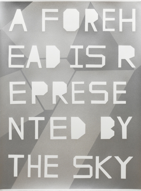 GIRBTS - A FOREHEAD IS REPRESENTED BY THE SKY mark booth TEXTS silver acrylic on watercolor paper