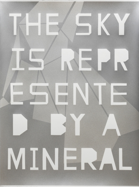 GIRBTS - THE SKY IS REPRESENTED BY A MINERAL mark booth TEXTS silver acrylic on watercolor paper