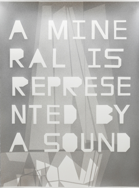 GIRBTS - A MINERAL IS REPRESENTED BY A SOUND mark booth TEXTS silver acrylic on watercolor paper