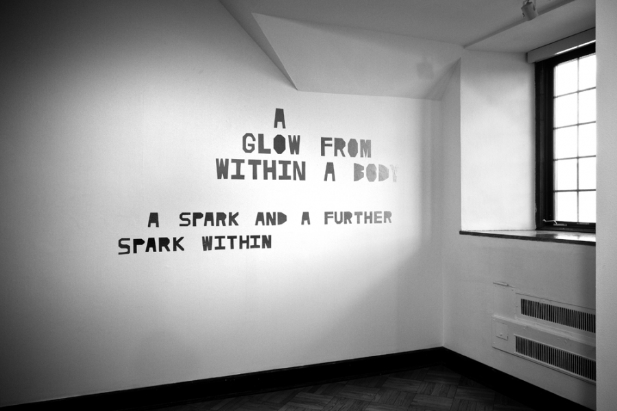 GLOW mark booth NOTHING TO DO WITH WIZARDS Text in silver hand-cut adhesive vinyl