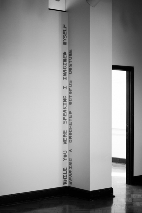 OCTOPUS mark booth NOTHING TO DO WITH WIZARDS Text in silver hand-cut adhesive vinyl