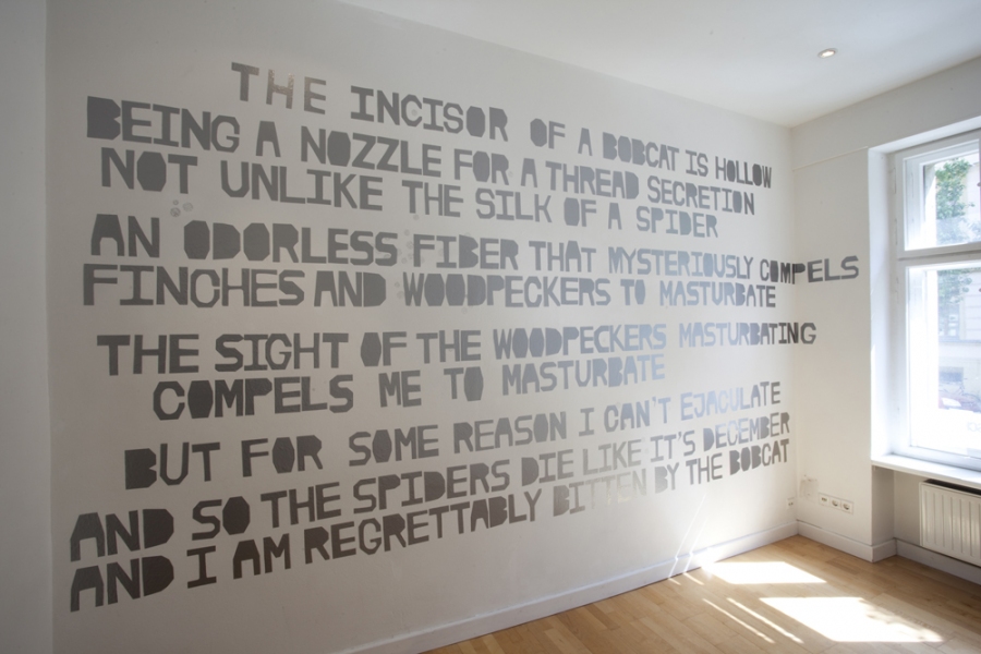 BOBCAT mark booth PIERCEDSTARNIGHTVOICE Silver hand-cut adhesive vinyl on wall