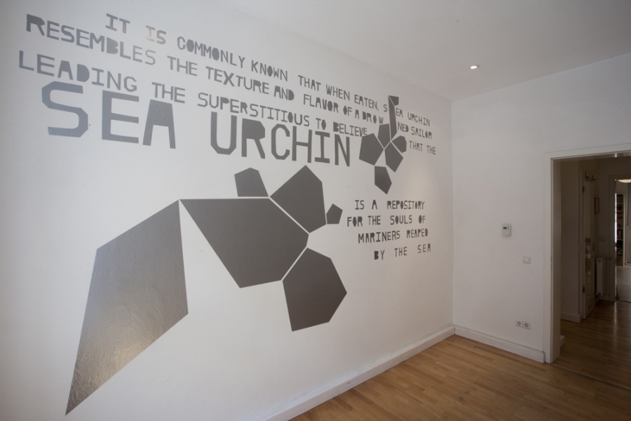 SEA URCHIN mark booth PIERCEDSTARNIGHTVOICE Silver hand-cut adhesive vinyl on wall