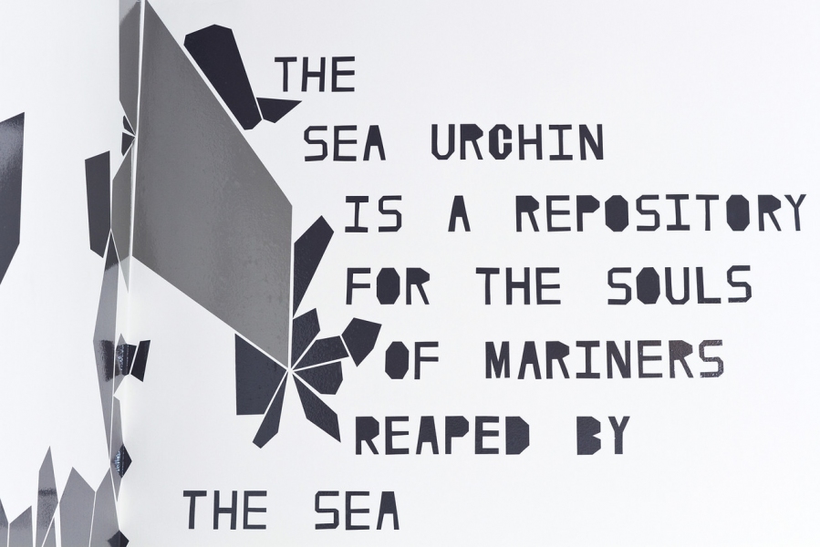 SEA URCHIN (detail) mark booth NARWHAL/SEA URCHIN Silver free-hand hand-cut adhesive vinyl