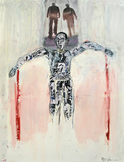Marty Greenbaum MAN ON FIRE mixed media on paper