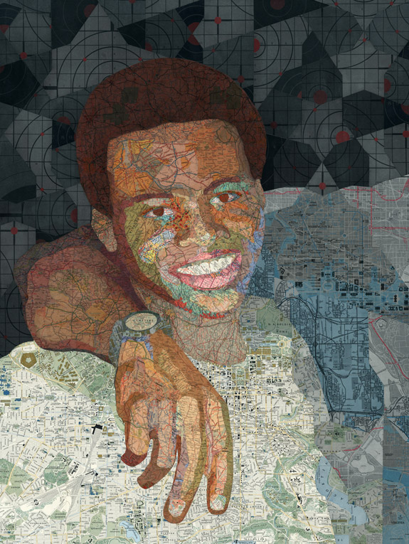 Matthew Cusick Map Works Maps, sighting targets, ink, dye, on panel