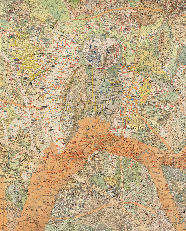 Matthew Cusick Map Works Inlaid maps on panel