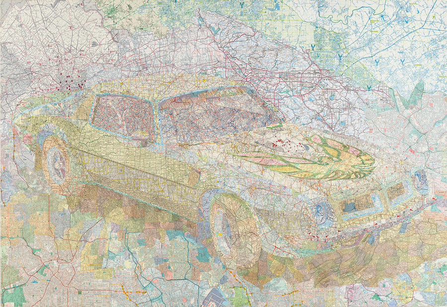 Matthew Cusick Map Works Inlaid maps on panel