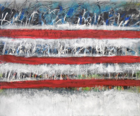 The Failure of Thruth Large works on canvas Acrylic, spray paint, graphite, commercial enamel on painters tarp