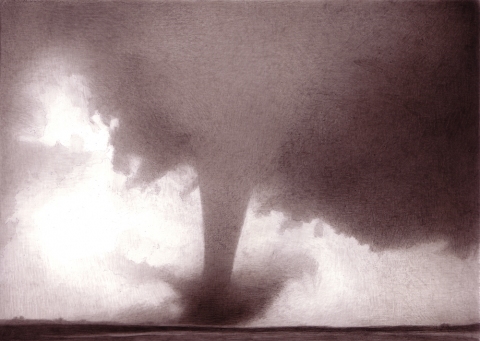 Tornado 2-07 archives India ink on gessoed board