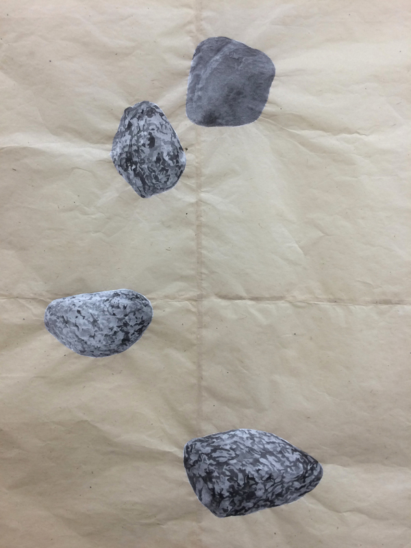 Estabrook Rocks (field) - detail estabrook rocks India ink, acrylic gesso, absorbent ground on Nepal paper