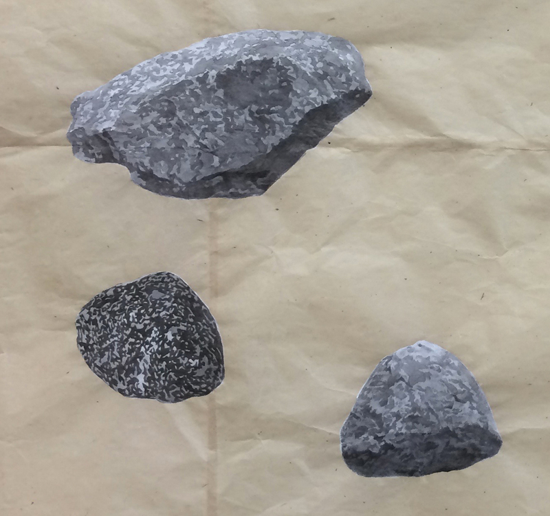 Estabrook Rocks (field) - detail estabrook rocks India ink, acrylic gesso, absorbent ground on Nepal paper