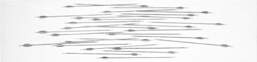 Arrows in Flight (Study, Arrows in Middle) arrows India ink on gessoed board