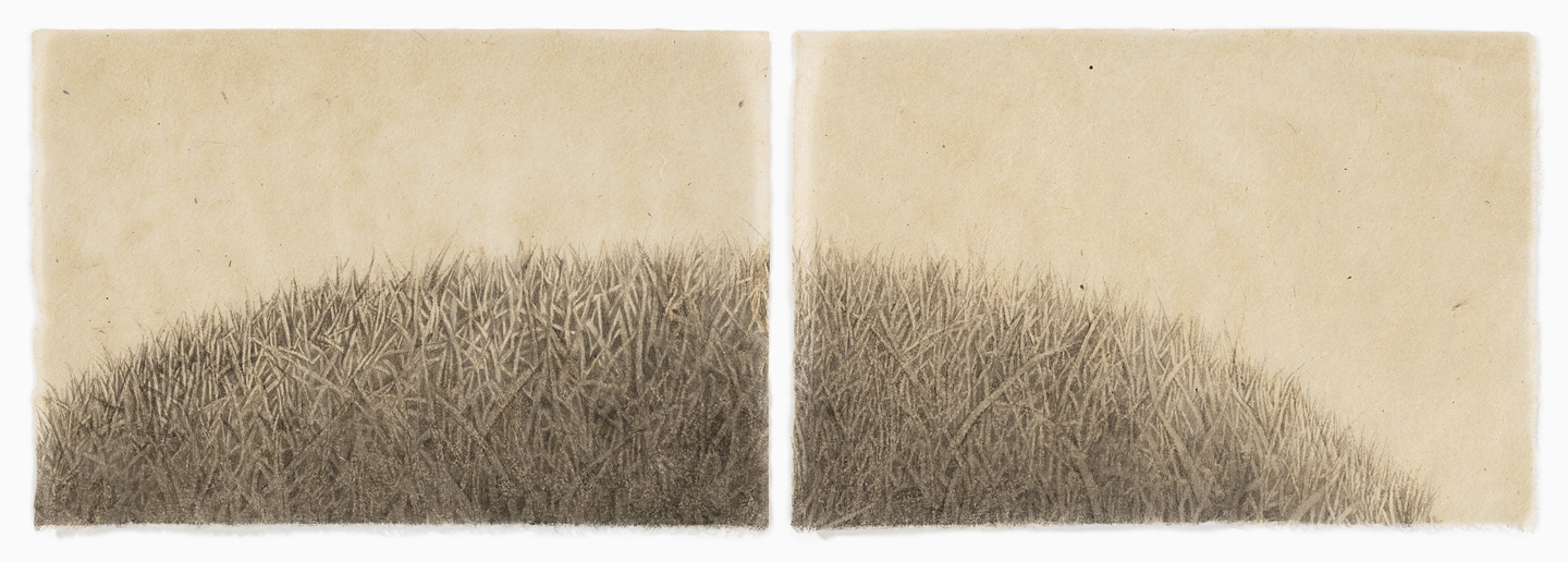 Hill Diptych hill and hole India ink on Nepal paper