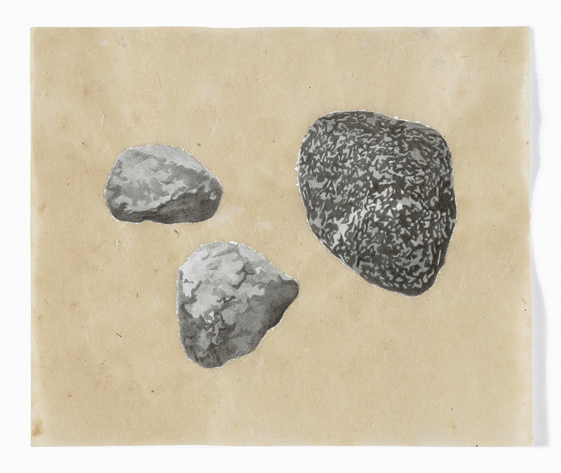 Estabrook Rocks, study estabrook rocks India ink, acrylic gesso, absorbent ground on Nepal paper