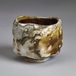  Guinomi Stoneware, red art slip, shino glaze, natural ash galze