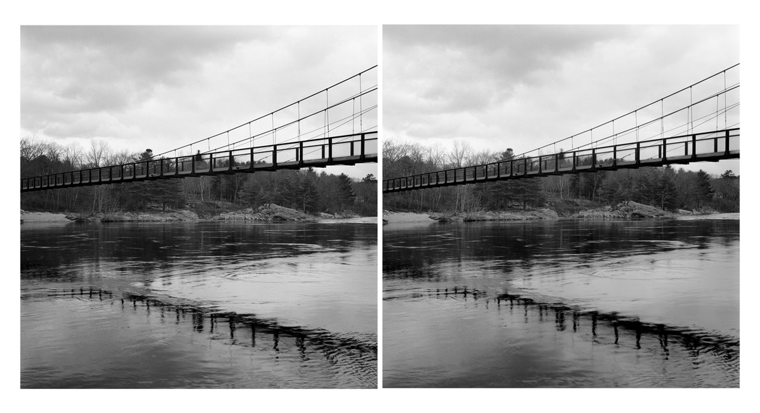 Swinging Bridge, Brunswick, Androscoggin River (ME) Michael Kolster Stereo Pairs archival pigment print