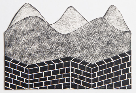 Untitled black drawings 2014-2015 China marker on cut and incised paper collage