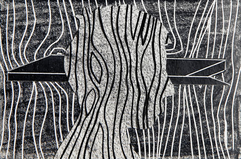 Untitled black drawings 2014-2015 China marker and India ink on cut and incised paper collage
