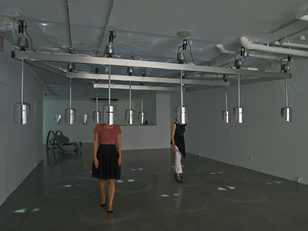 Wappen Field - 12 Helmet Sound Installation Wappen Field: Sculpture & Sound Chrome Plated Steel, LED's, speaker drivers, amplifiers, SuperCollider, audio interface,power conditioner, computer