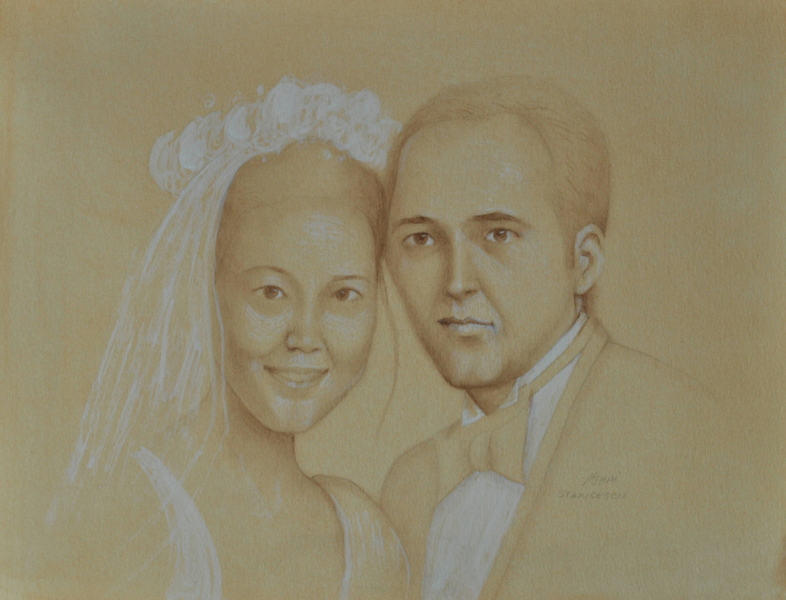 A.L.S. SAELAMS FINE ART GALLERY PORTRAIT OIL PAINTING egg tempera .