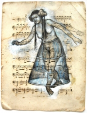 Mira Gerard Selected early work Graphite and Gouache on antique sheet music