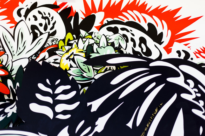 Maneater Natasha Bowdoin Maneater Acrylic on cut paper and wall and painted vinyl on floor