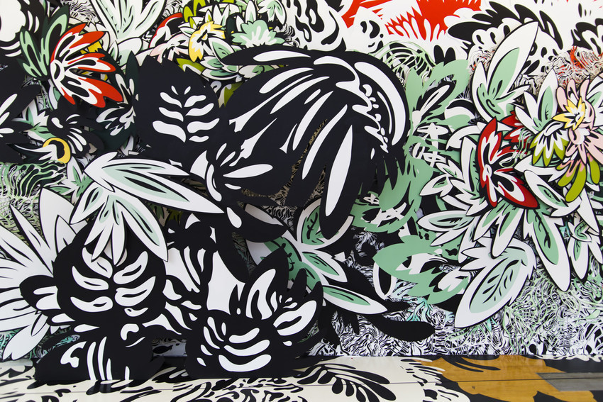 Maneater Natasha Bowdoin Maneater Acrylic on cut paper and wall and painted vinyl on floor