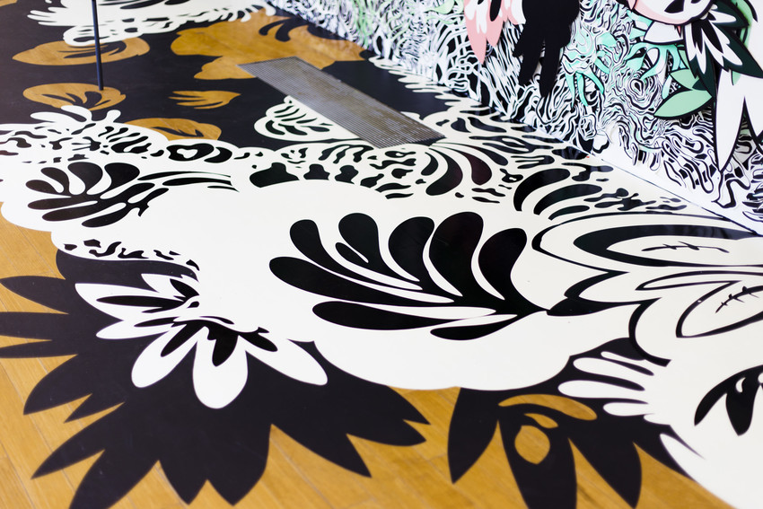 Maneater Natasha Bowdoin Maneater Acrylic on cut paper and wall and painted vinyl on floor