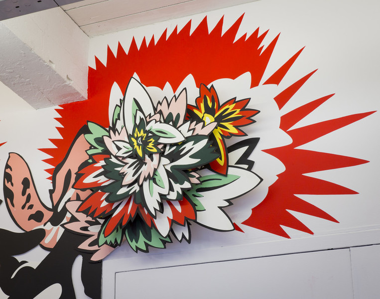 Maneater Natasha Bowdoin Maneater Acrylic on cut paper and wall and painted vinyl on floor