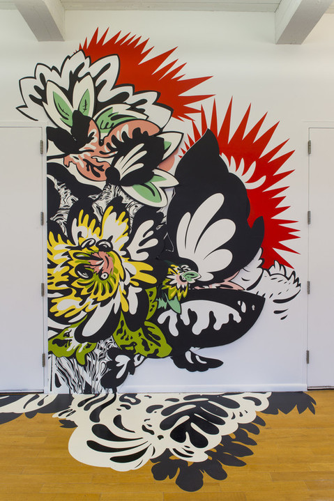 Maneater Natasha Bowdoin Maneater Acrylic on cut paper and wall and painted vinyl on floor