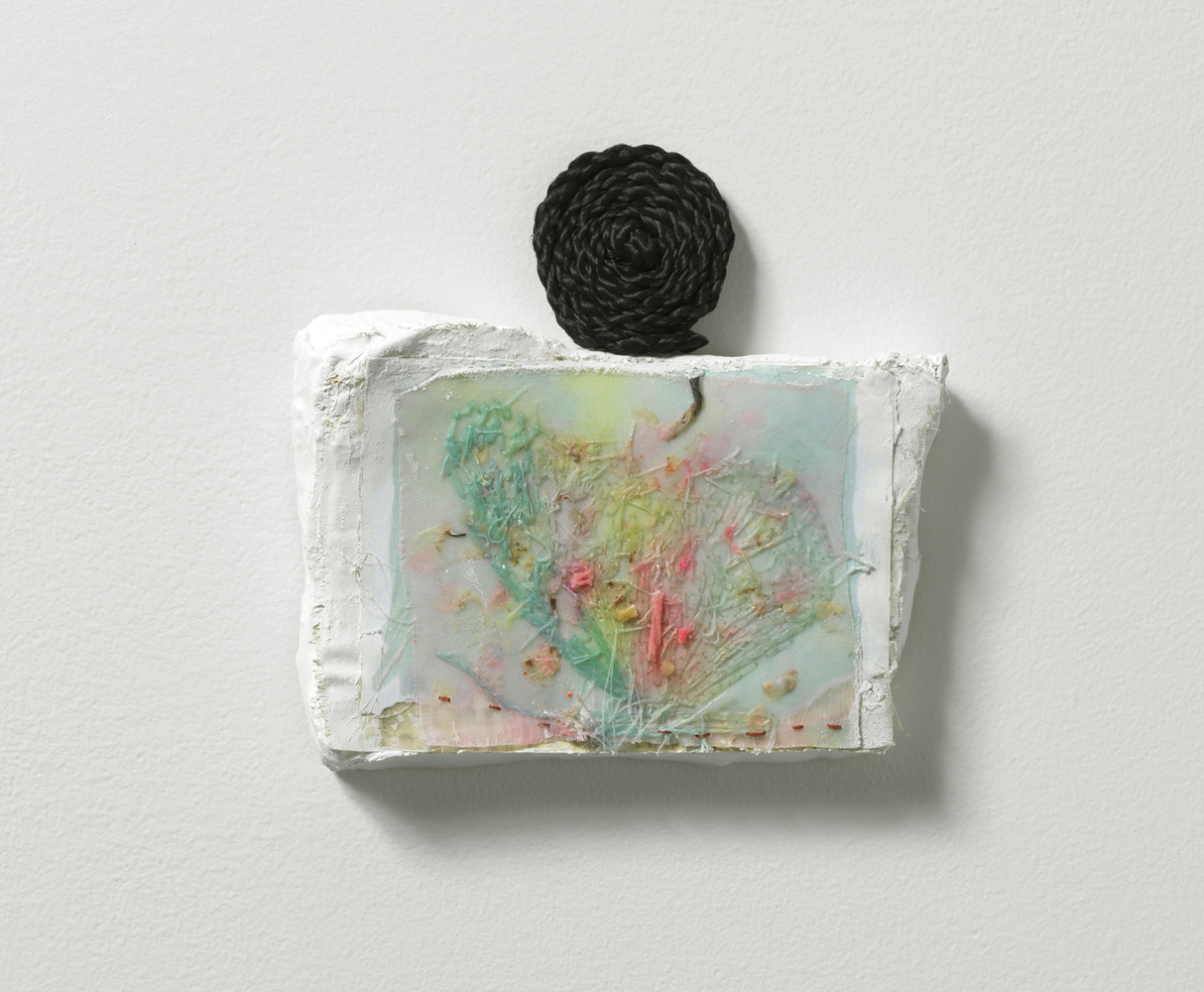 Butterfly Diptych - Right Nicola Ginzel ARTWORK overview Birthday Candles, card embroidered by hand, plaster, nylon twine