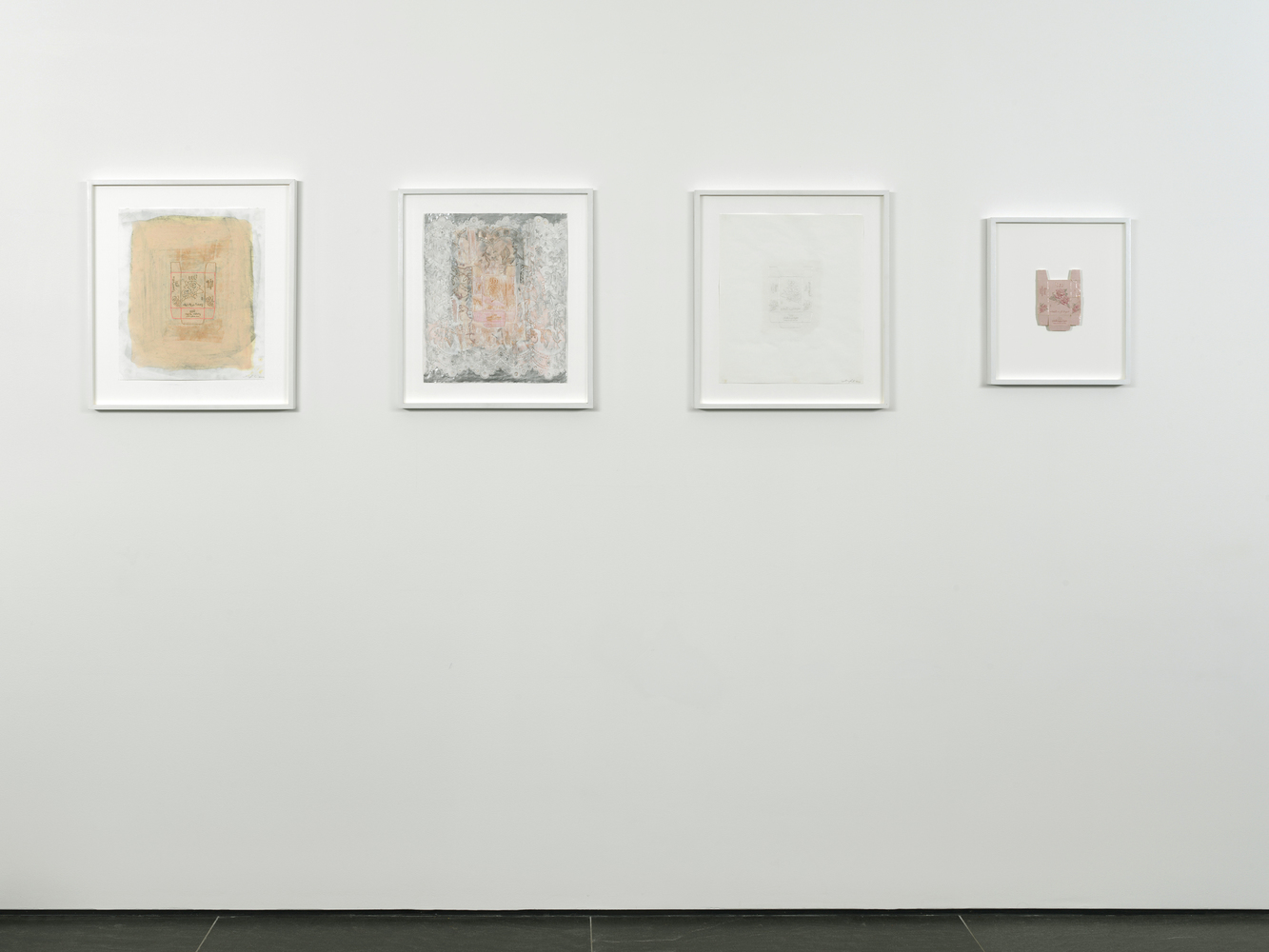 All Frottage Prints originate from the right piece - Monochromatic Fragment No.1 (Moroccan Soap Box) Nicola Ginzel Selected FLATWORK Installations Installation View from 'Nicola Ginzel: To Place'