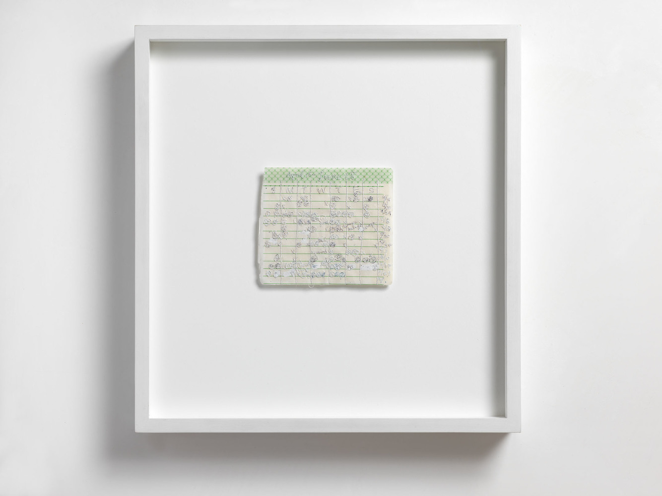 Monochromatic Fragment No.9 — Schedule Nicola Ginzel Selected FLATWORK Installations hand written schedule, embroidered with thread by hand